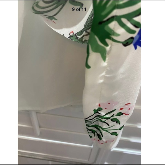 Silk tuxedo pleat ruffle lace flower white dress - Picture 12 of 16